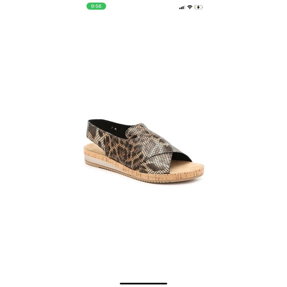 Sesto Meucci Sylke wedge sandals Leopard animal print Sling back Cork Italy 5M